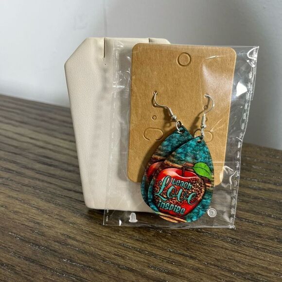 2/$10 ⭐️ 3/$12 | Wooden Teardrop Teach Love Inspire Earrings - Picture 2 of 5